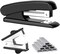 Black Modern Office Stapler, 25 Sheet Capacity, Automatic, Includes 1000 Staples and Staple Remover